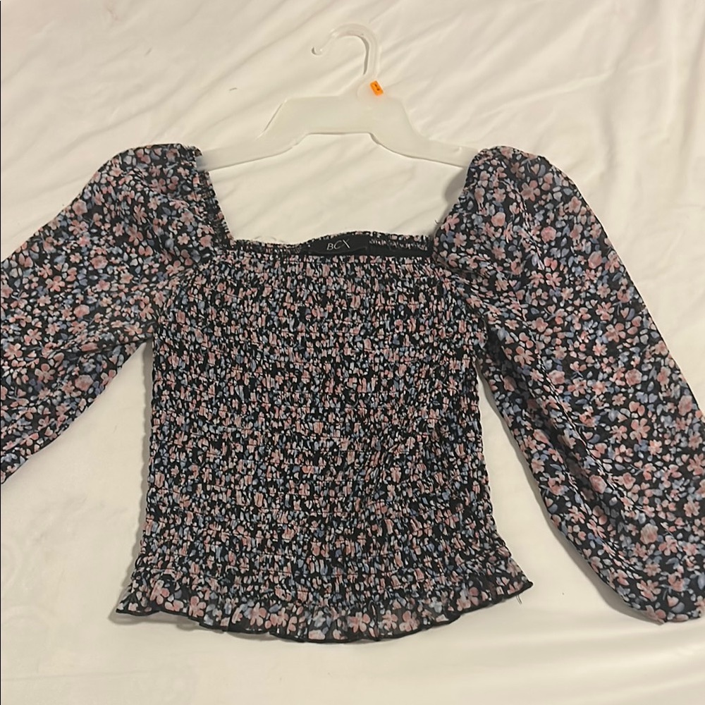 BCX Black Puff Sleeve Fitted Blouse